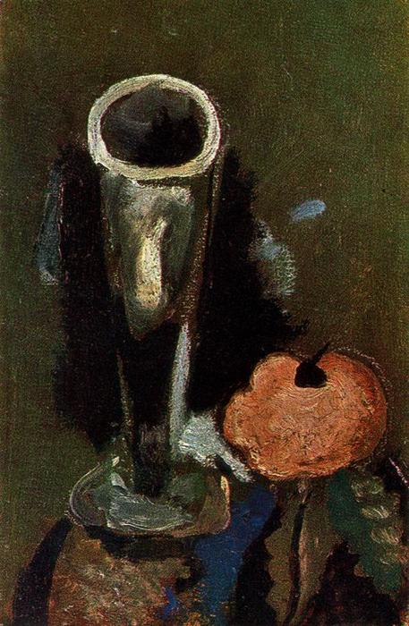 Wikioo.org - สารานุกรมวิจิตรศิลป์ - จิตรกรรม Georges Braque - Glass and Apple