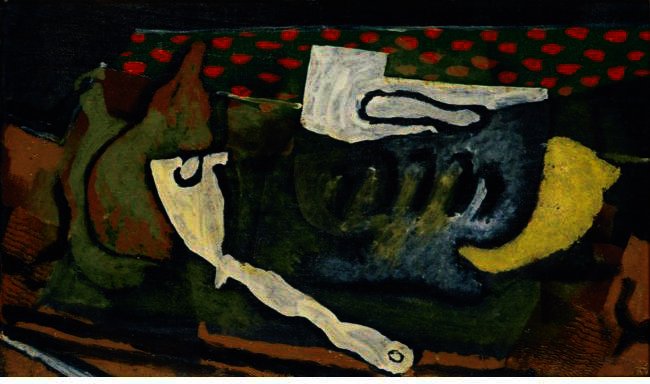 WikiOO.org - Εγκυκλοπαίδεια Καλών Τεχνών - Ζωγραφική, έργα τέχνης Georges Braque - Glass, Pipe And Pears
