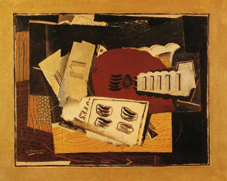 Wikioo.org - Bách khoa toàn thư về mỹ thuật - Vẽ tranh, Tác phẩm nghệ thuật Georges Braque - Guitar and Sheet Music