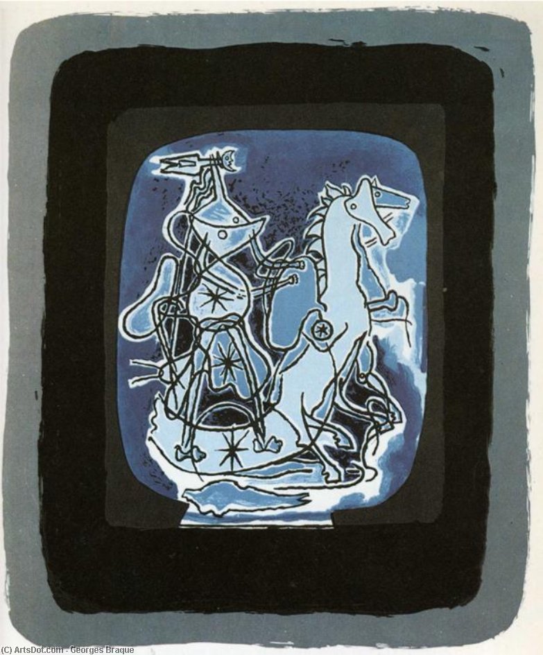 Wikioo.org – La Enciclopedia de las Bellas Artes - Pintura, Obras de arte de Georges Braque - helios v , Blue-Violet