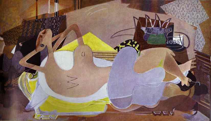 WikiOO.org - Enciclopedia of Fine Arts - Pictura, lucrări de artă Georges Braque - Lying Nude (The Bather IX)