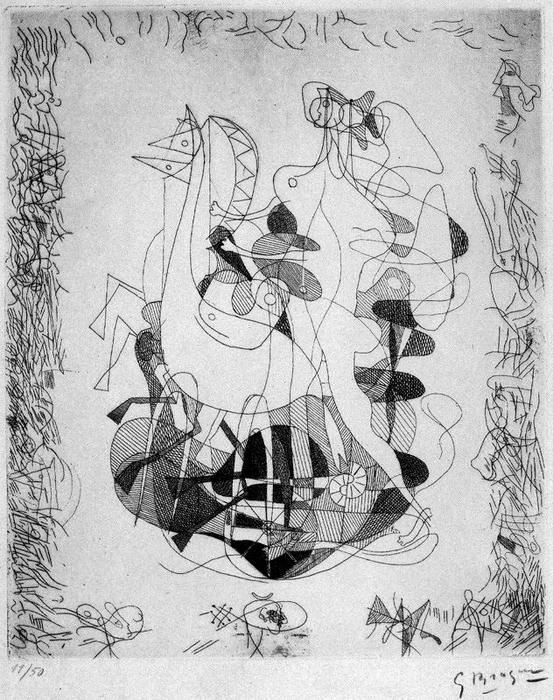 Wikioo.org – L'Encyclopédie des Beaux Arts - Peinture, Oeuvre de Georges Braque - Planche 6 De la Théogonie d Hésiode Par