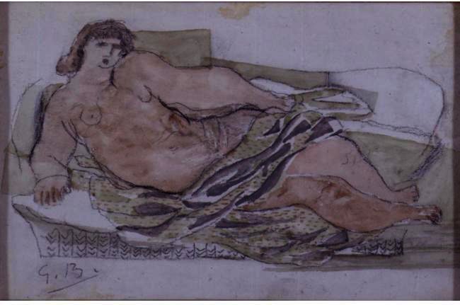 WikiOO.org - Encyclopedia of Fine Arts - Maleri, Artwork Georges Braque - Reclining nude 1