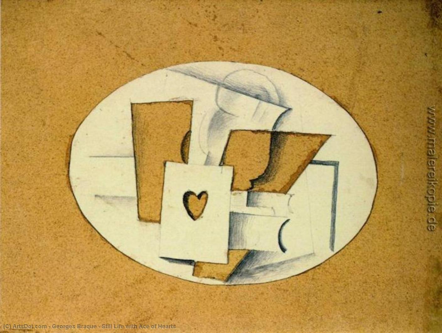 WikiOO.org - Encyclopedia of Fine Arts - Schilderen, Artwork Georges Braque - Still Life with Ace of Hearts