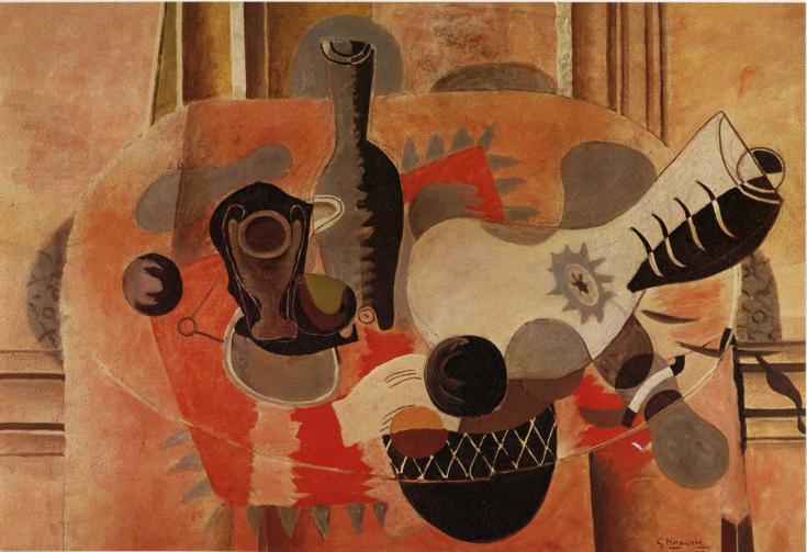 Wikioo.org – La Enciclopedia de las Bellas Artes - Pintura, Obras de arte de Georges Braque - Naturaleza muerta con guitarra