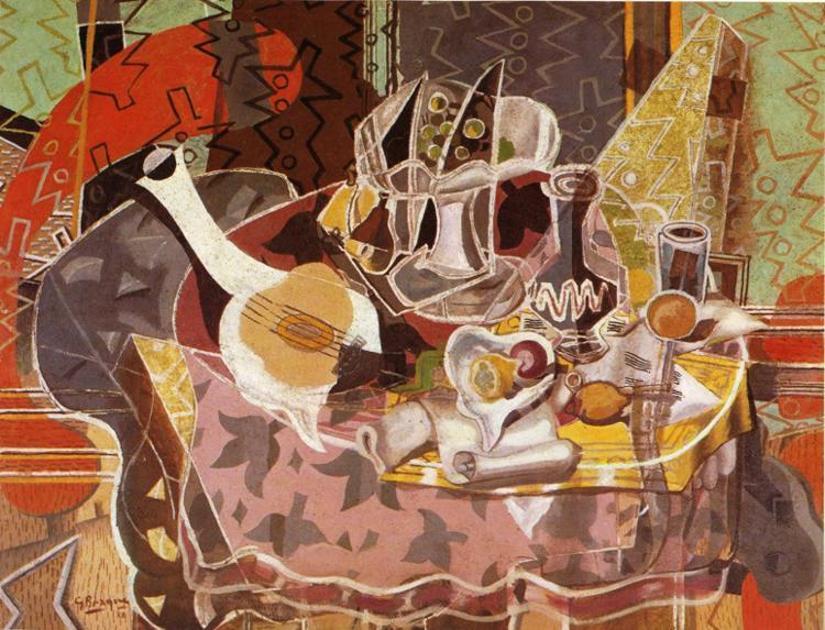 Wikioo.org – La Enciclopedia de las Bellas Artes - Pintura, Obras de arte de Georges Braque - vida inmóvil con música voluta