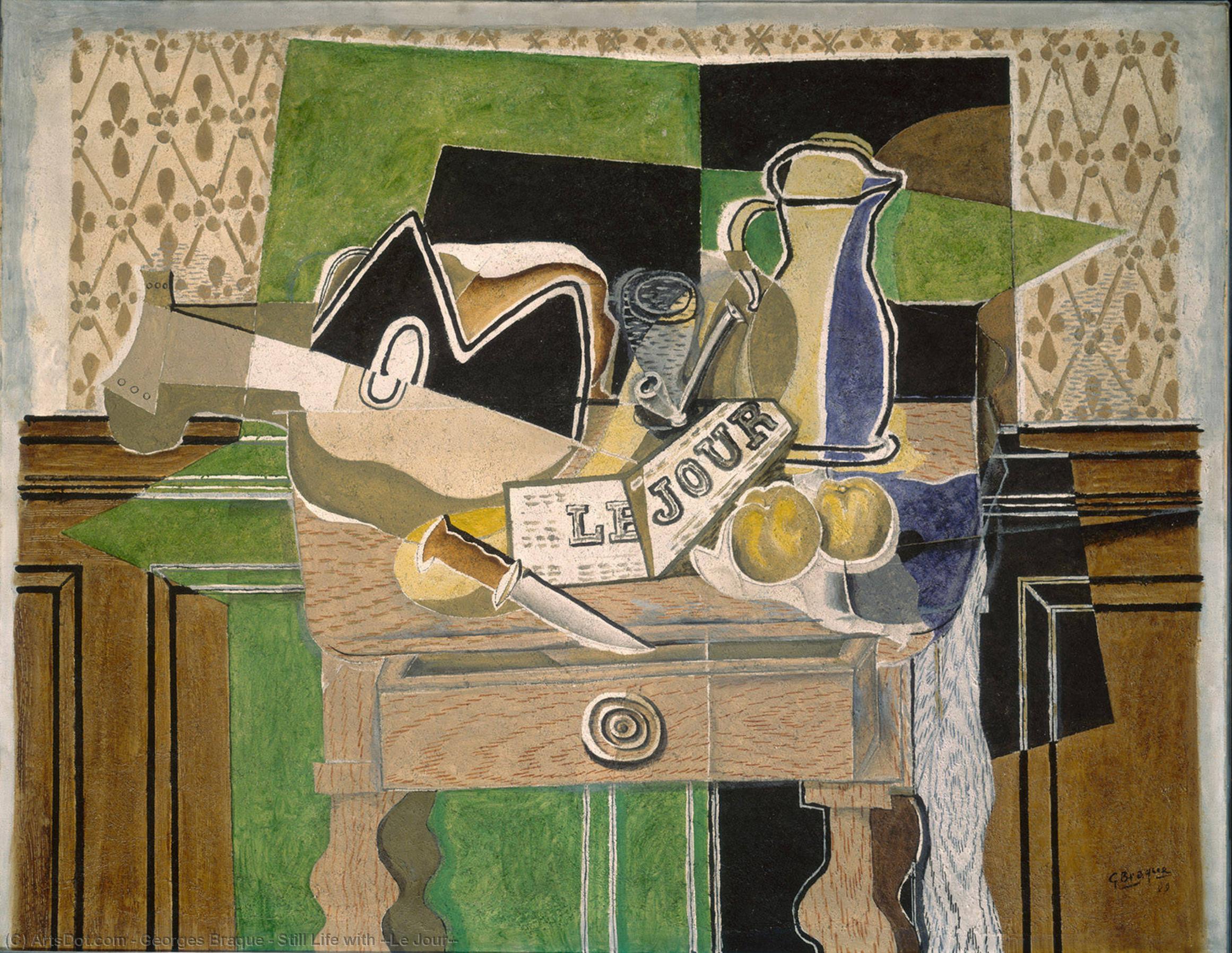 Wikoo.org - موسوعة الفنون الجميلة - اللوحة، العمل الفني Georges Braque - Still Life with ''Le Jour''