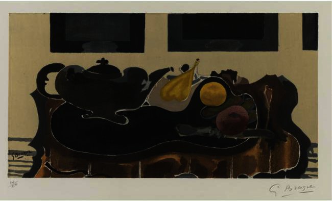 WikiOO.org - Encyclopedia of Fine Arts - Målning, konstverk Georges Braque - Teapot and Fruit