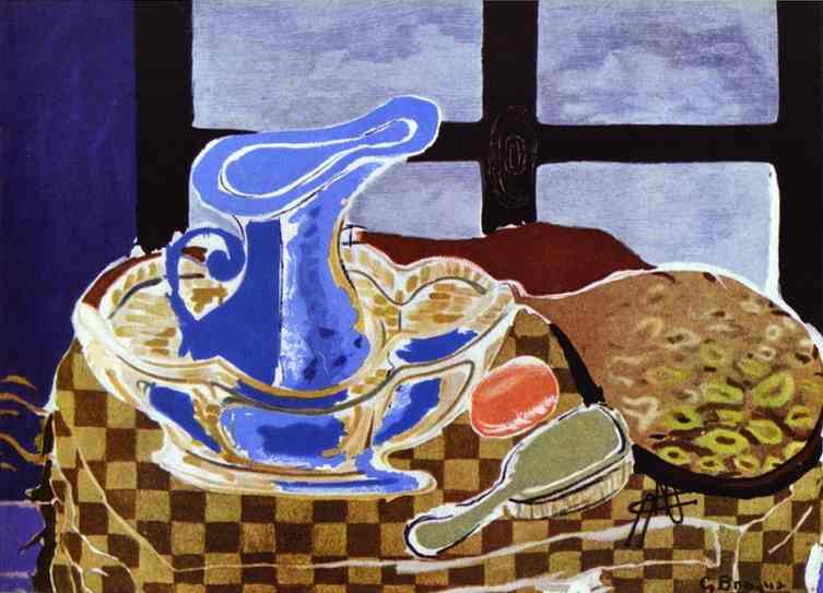 WikiOO.org - Encyclopedia of Fine Arts - Schilderen, Artwork Georges Braque - The Blue Washbasin (La Cuvette Bleue)