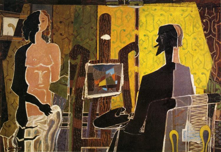 Wikoo.org - موسوعة الفنون الجميلة - اللوحة، العمل الفني Georges Braque - The Painter and His Model