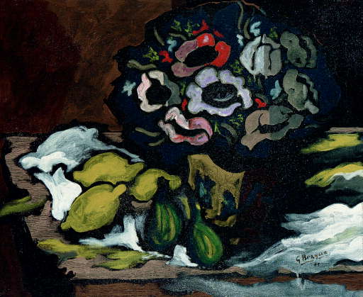 WikiOO.org - אנציקלופדיה לאמנויות יפות - ציור, יצירות אמנות Georges Braque - Vase of anemonies