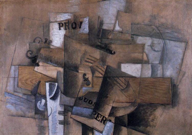 WikiOO.org - Encyclopedia of Fine Arts - Maľba, Artwork Georges Braque - Violin On A Table