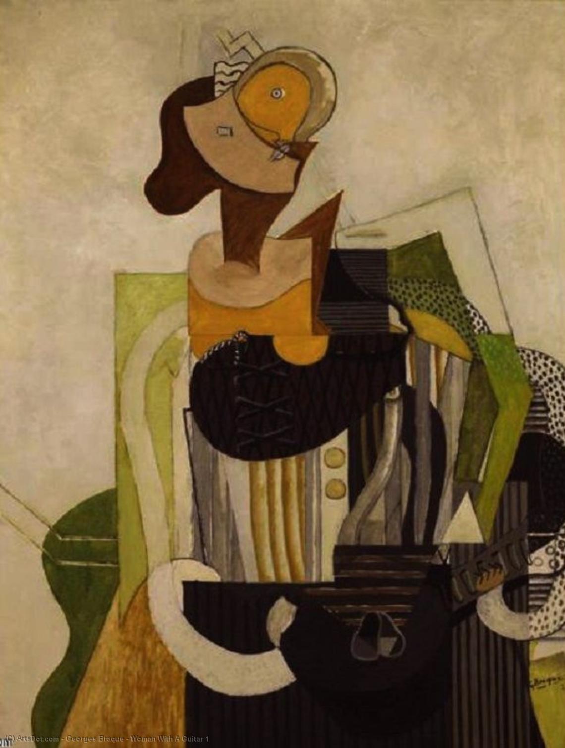 WikiOO.org - Encyclopedia of Fine Arts - Maleri, Artwork Georges Braque - Woman With A Guitar 1