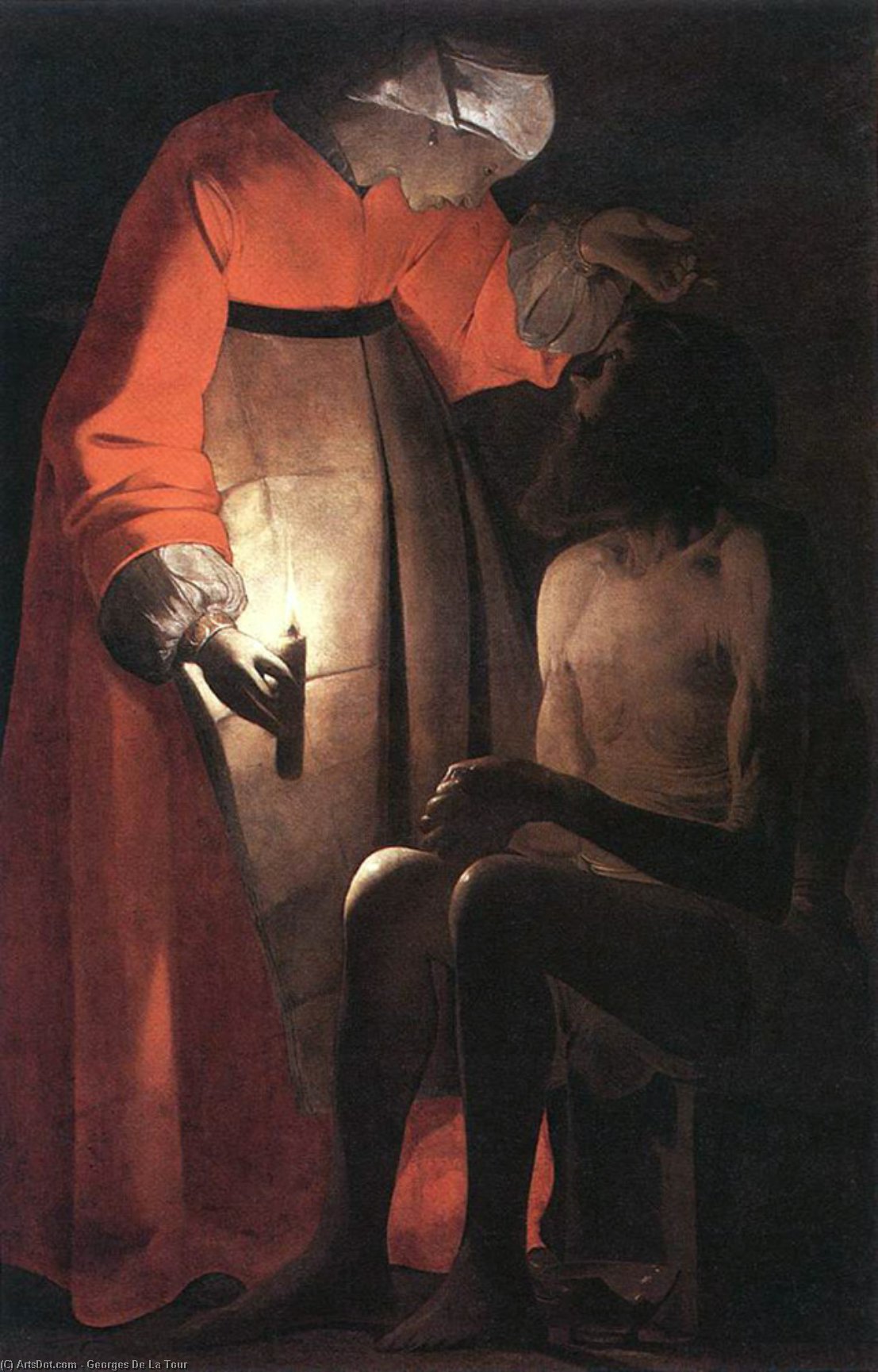 WikiOO.org – 美術百科全書 - 繪畫，作品 Georges De La Tour - 工作 嘲笑  通过   他  妻子