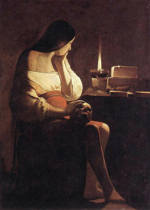 WikiOO.org - Εγκυκλοπαίδεια Καλών Τεχνών - Ζωγραφική, έργα τέχνης Georges De La Tour - Magdalen of the night light