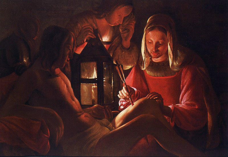 Wikioo.org - The Encyclopedia of Fine Arts - Painting, Artwork by Georges De La Tour - St Irene Removing Arrows from St Sebastians' Leg