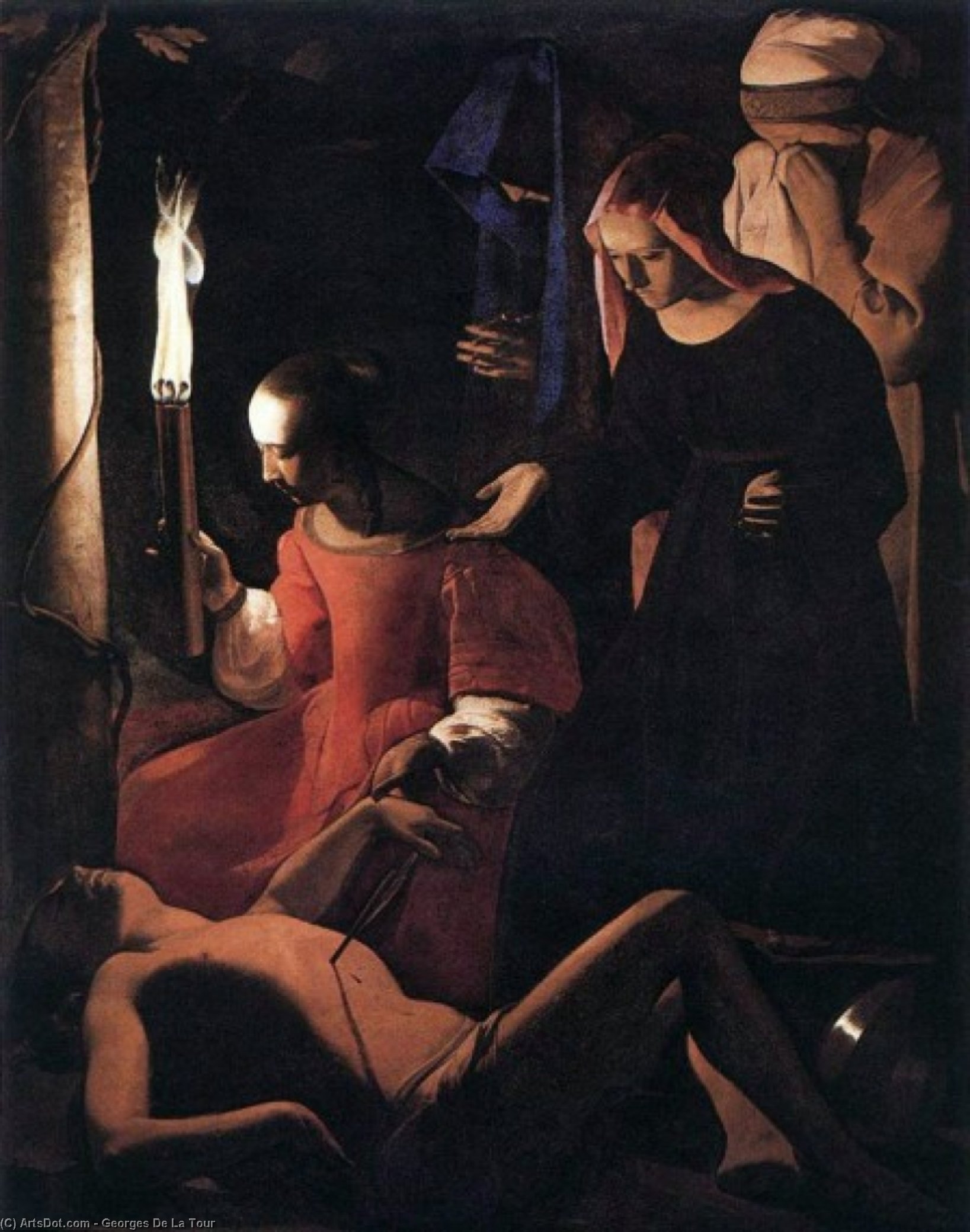 WikiOO.org - Encyclopedia of Fine Arts - Maleri, Artwork Georges De La Tour - St Sebastian Attended by St Irene