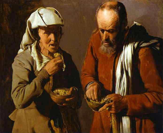 Wikoo.org - موسوعة الفنون الجميلة - اللوحة، العمل الفني Georges De La Tour - The Porridge Eaters