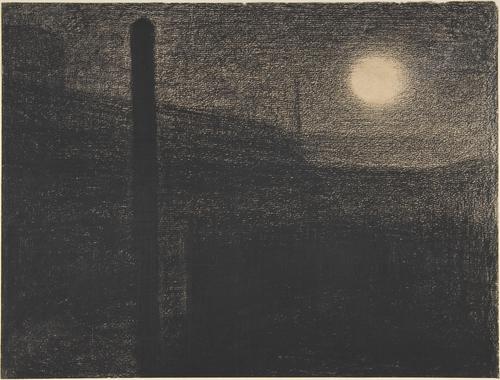 WikiOO.org - Enciklopedija dailės - Tapyba, meno kuriniai Georges Lemmen - Courbevoie. Factories by Moonlight