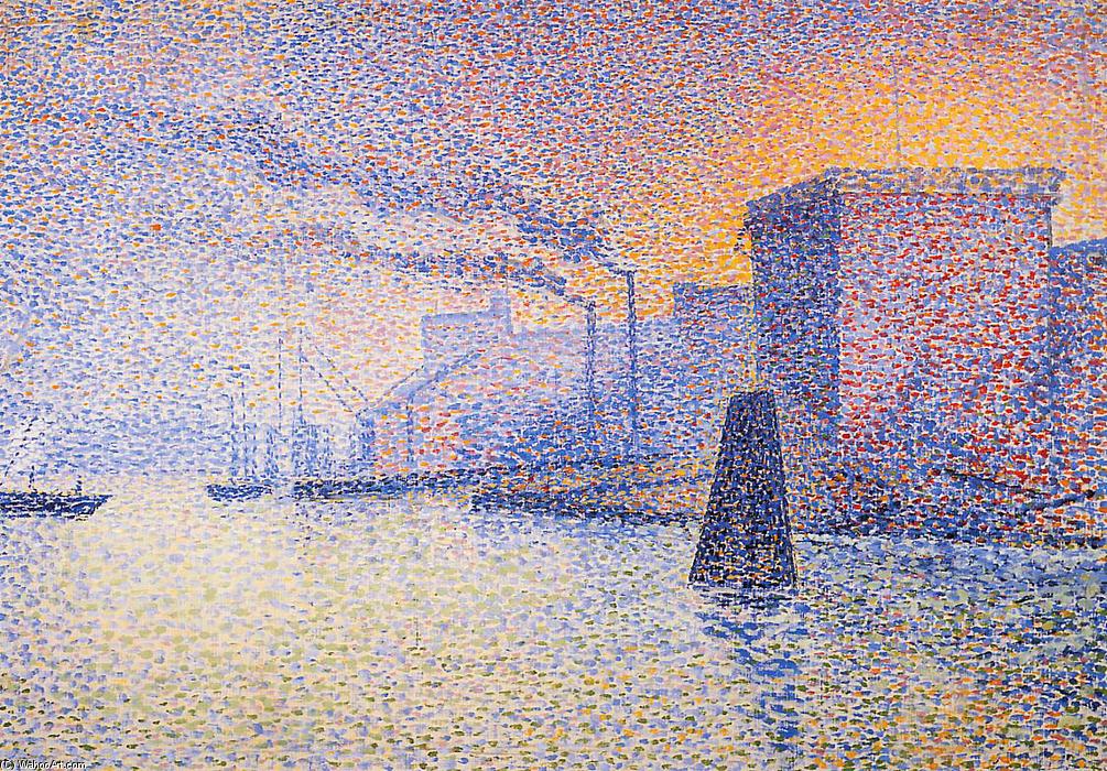 WikiOO.org - Encyclopedia of Fine Arts - Schilderen, Artwork Georges Lemmen - Factories on the Thames