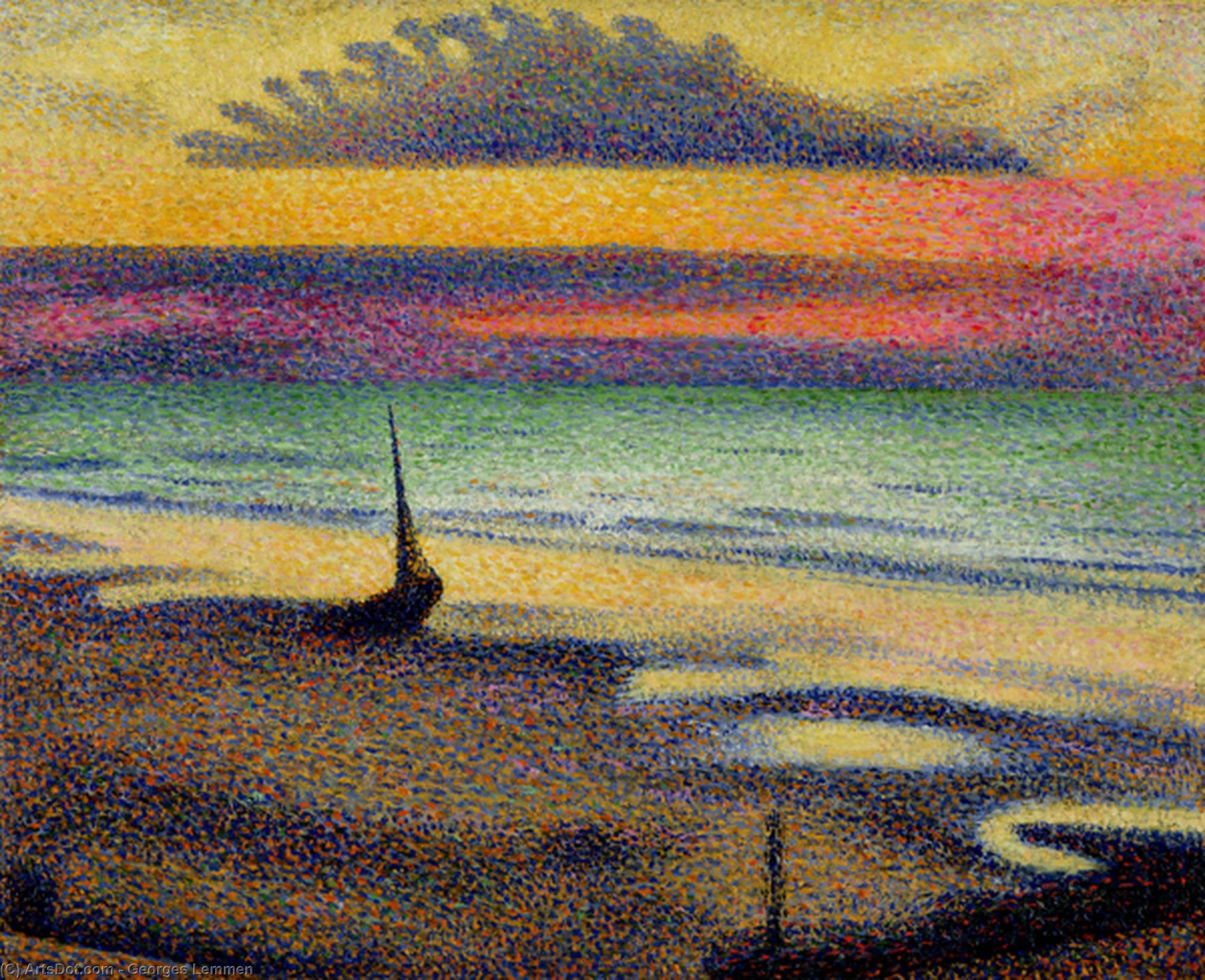 WikiOO.org - Encyclopedia of Fine Arts - Maalaus, taideteos Georges Lemmen - On the beach
