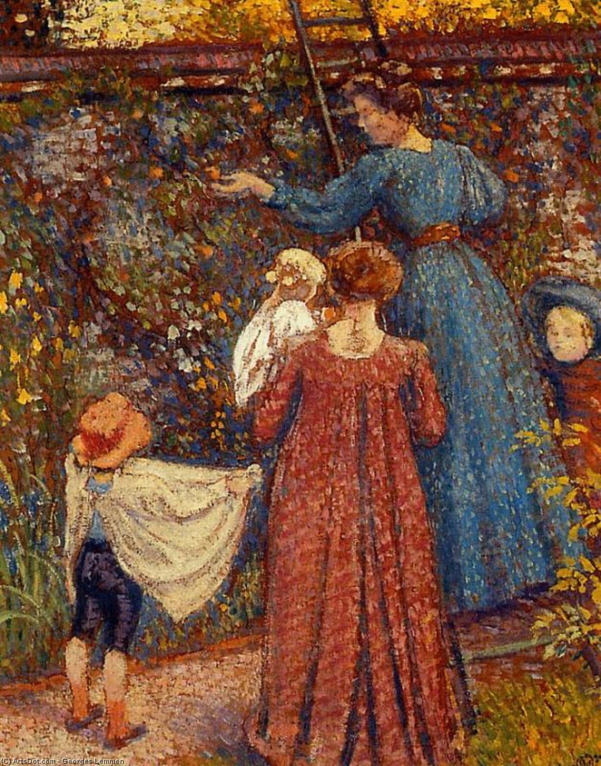 WikiOO.org - Encyclopedia of Fine Arts - Maalaus, taideteos Georges Lemmen - Picking Fruit (No.2)