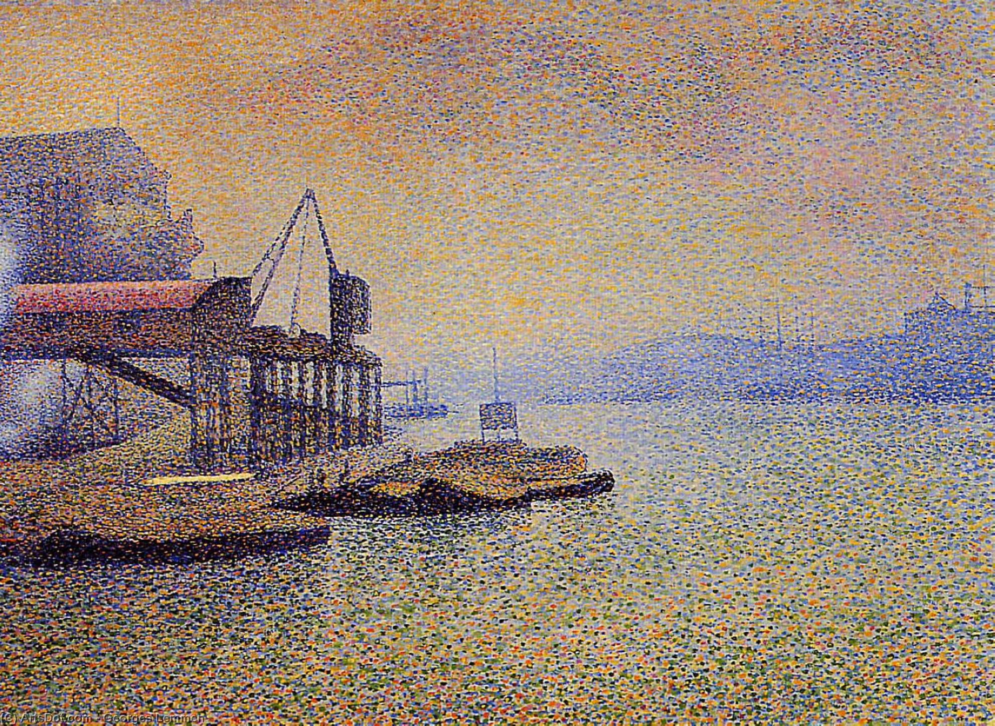 Wikioo.org - The Encyclopedia of Fine Arts - Painting, Artwork by Georges Lemmen - The Thames. the Elevator