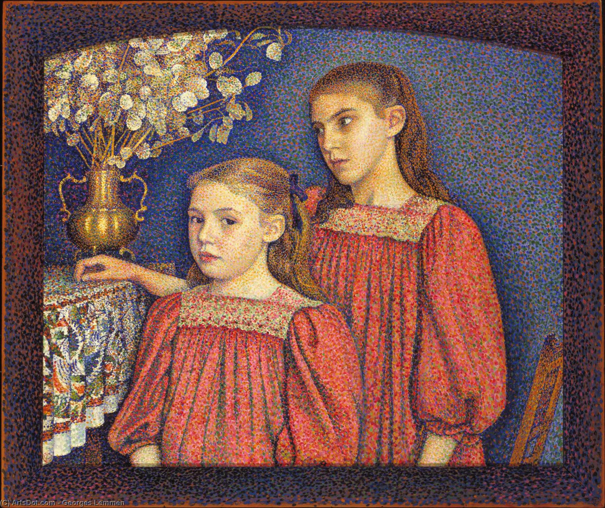 Wikioo.org - The Encyclopedia of Fine Arts - Painting, Artwork by Georges Lemmen - The Two Sisters or The Serruys Sisters