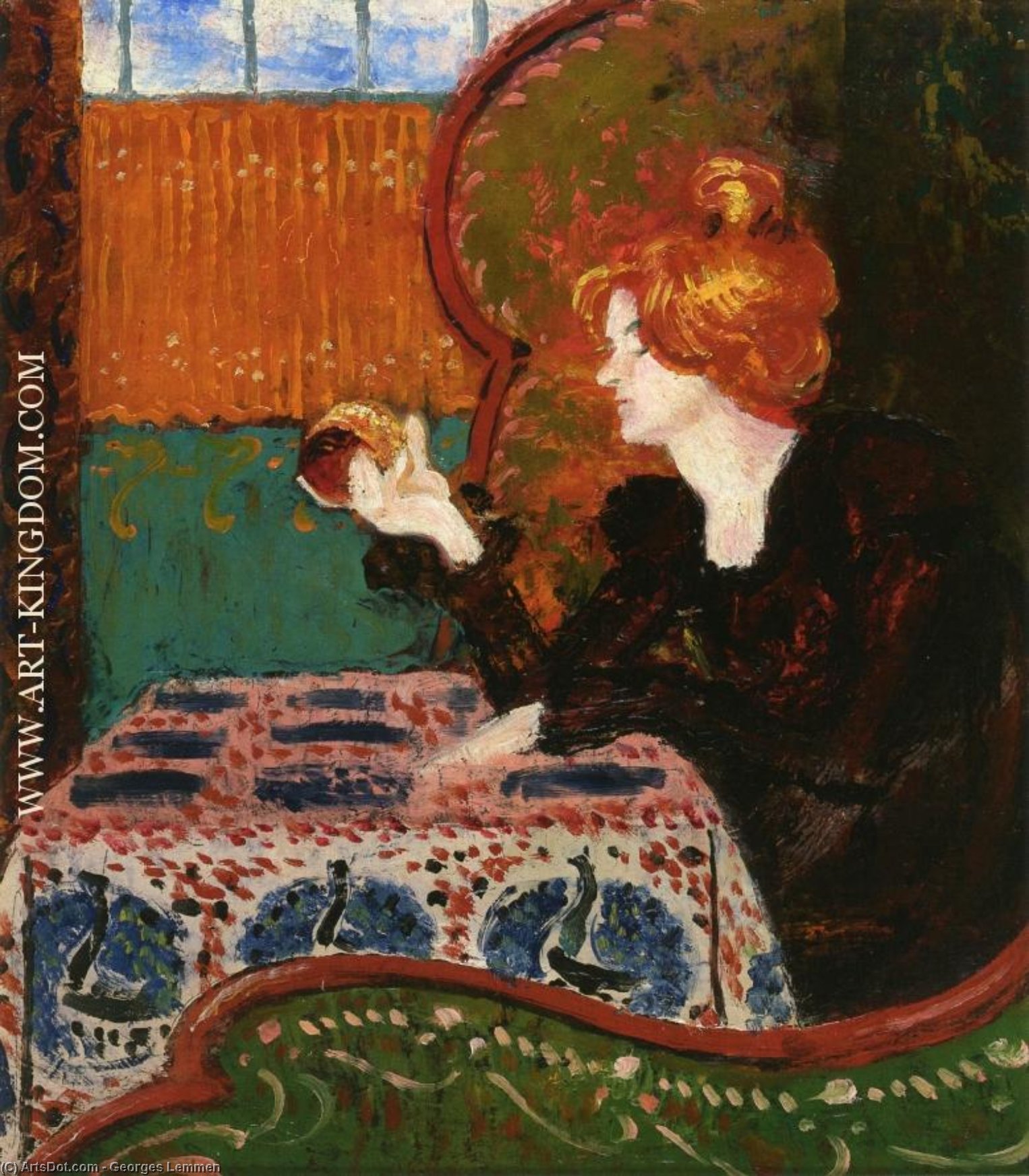 WikiOO.org - Enciklopedija dailės - Tapyba, meno kuriniai Georges Lemmen - Woman in Profile