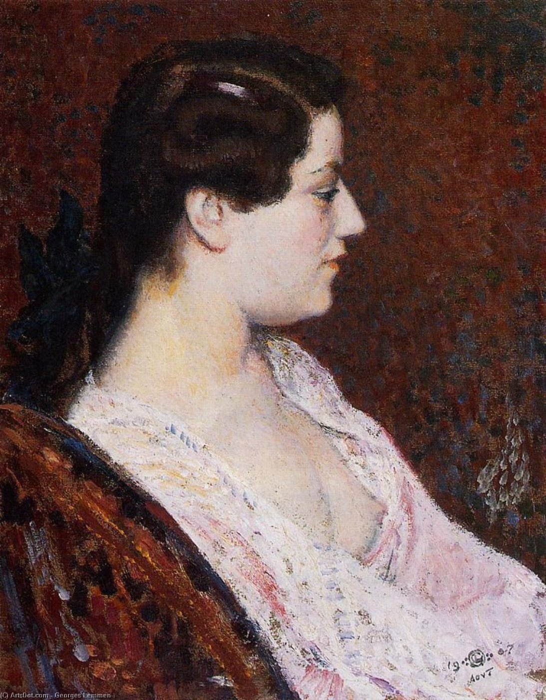 Wikioo.org - Bách khoa toàn thư về mỹ thuật - Vẽ tranh, Tác phẩm nghệ thuật Georges Lemmen - Woman with Bared Breast