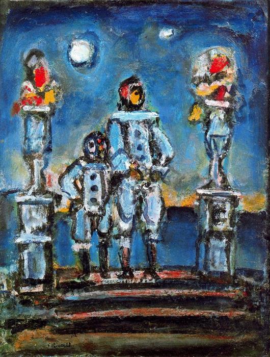 WikiOO.org - Encyclopedia of Fine Arts - Maalaus, taideteos Georges Rouault - Blue Pierrots