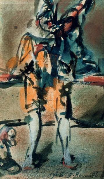 Wikioo.org - สารานุกรมวิจิตรศิลป์ - จิตรกรรม Georges Rouault - Clown with violin