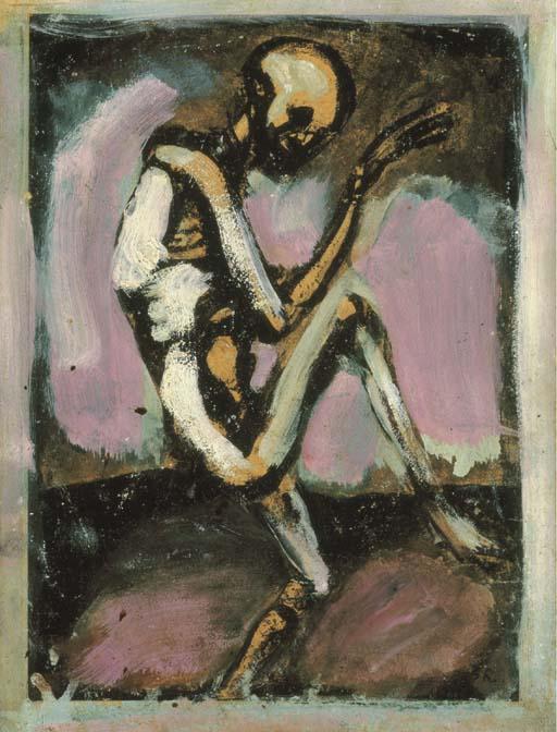 Wikioo.org – L'Encyclopédie des Beaux Arts - Peinture, Oeuvre de Georges Rouault - Danse Macabre (Le Laboureur Skeleton)