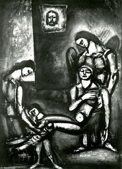 WikiOO.org – 美術百科全書 - 繪畫，作品 Georges Rouault - 一世 刚 像 木头 檀香 , 香水 斧头 那 罢工