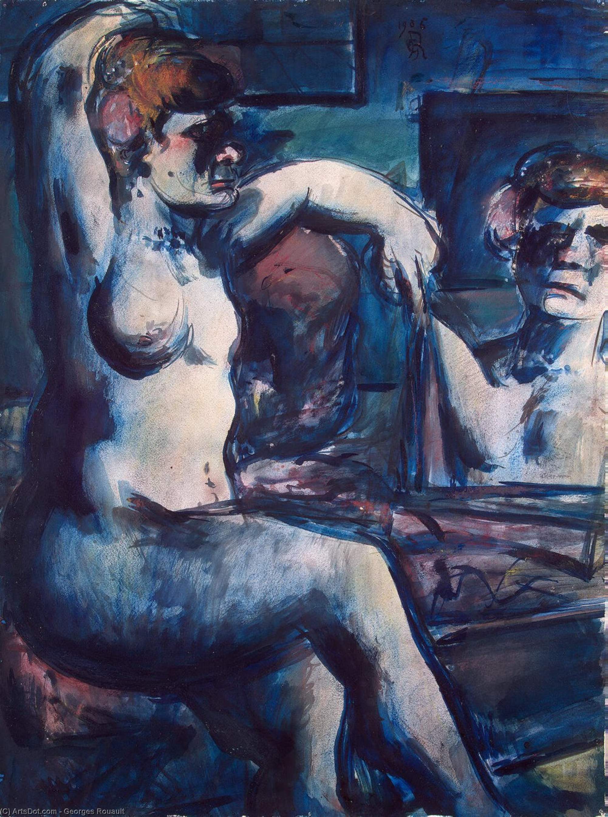 Wikioo.org – L'Enciclopedia delle Belle Arti - Pittura, Opere di Georges Rouault - nudo con sollevato  braccio
