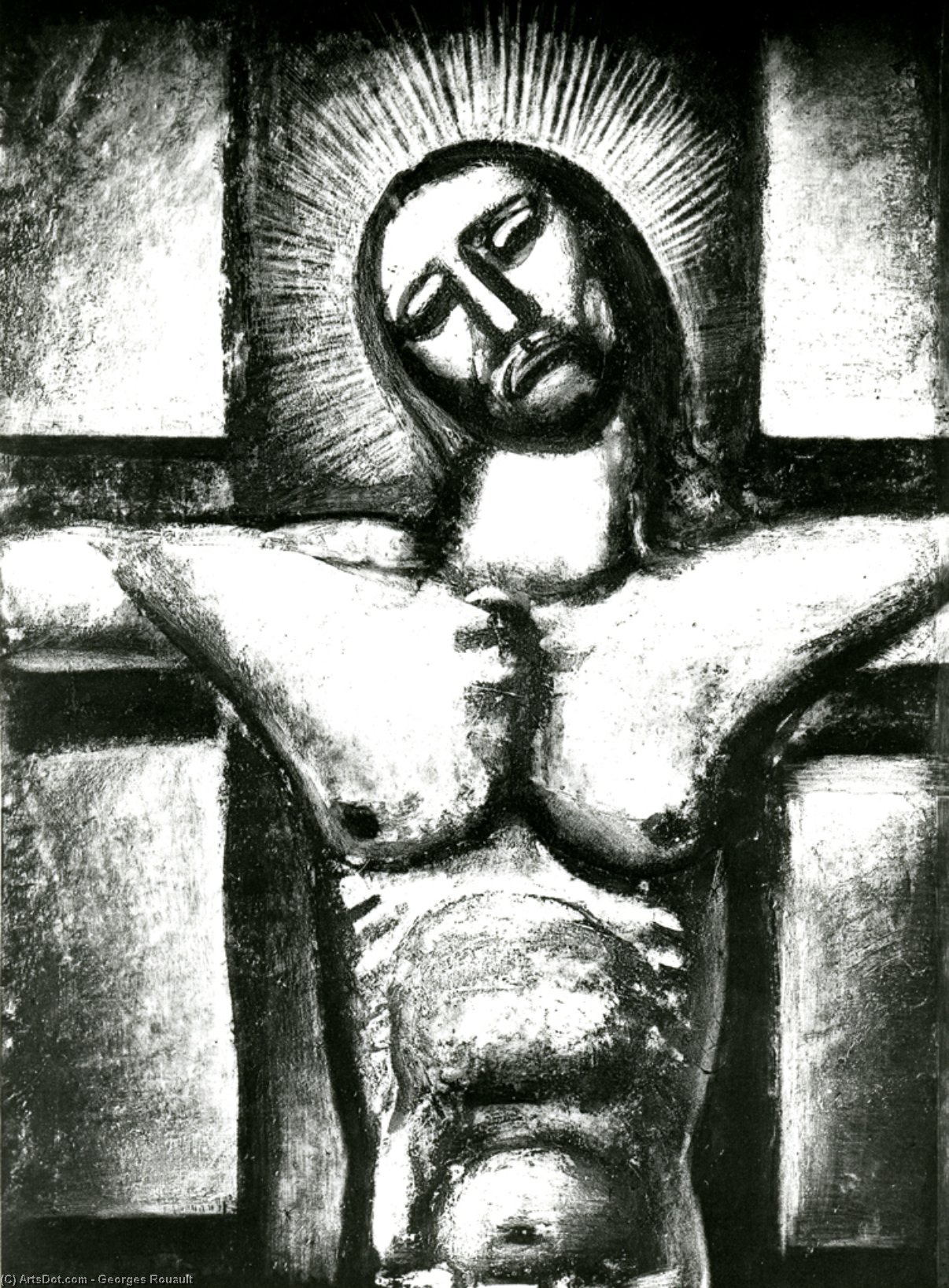Wikioo.org – L'Enciclopedia delle Belle Arti - Pittura, Opere di Georges Rouault - Obbedendo Fino al la morte e la morte di la croce