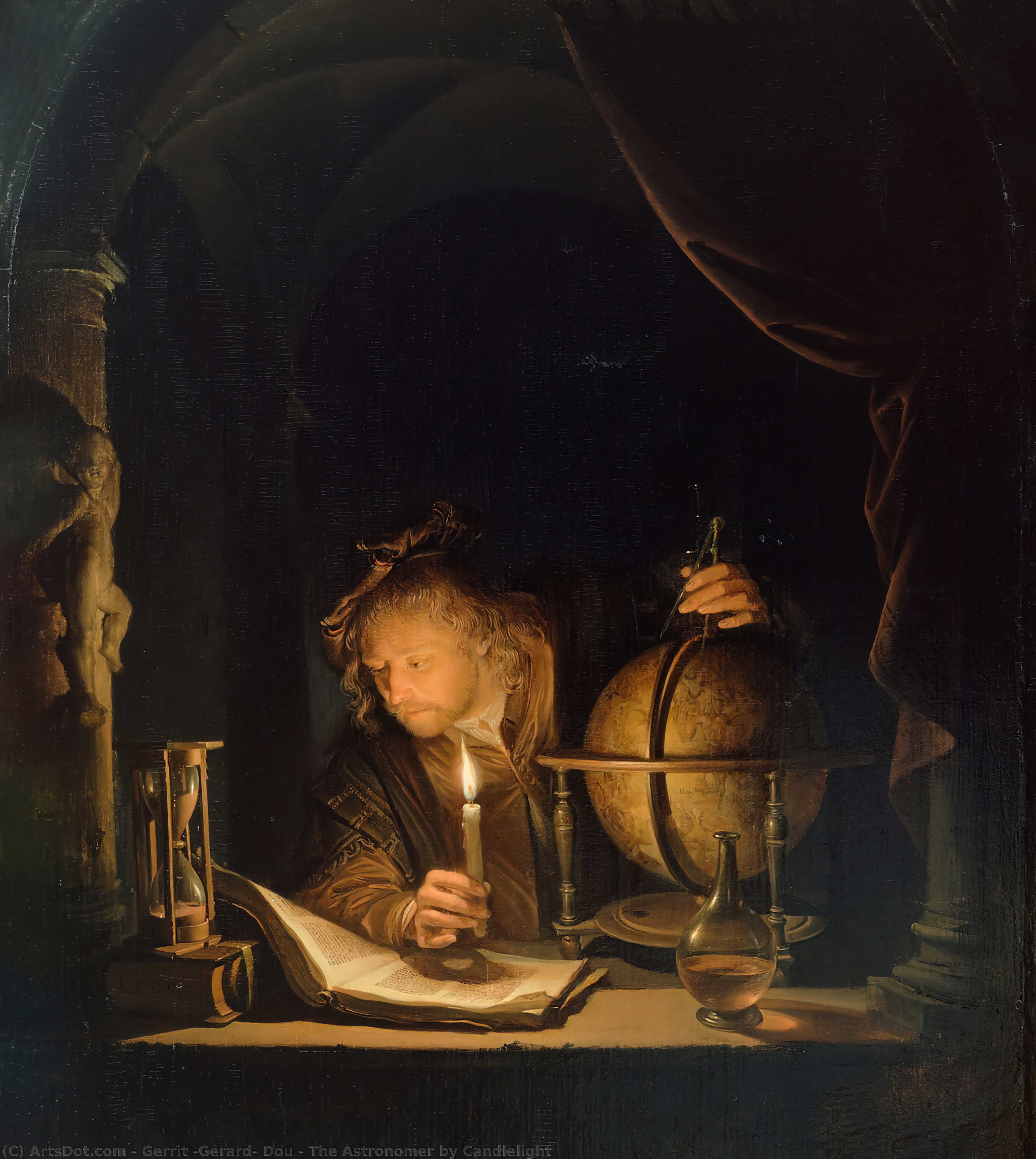 Wikioo.org – L'Encyclopédie des Beaux Arts - Peinture, Oeuvre de Gerrit (Gérard) Dou - L Astronome à la chandelle