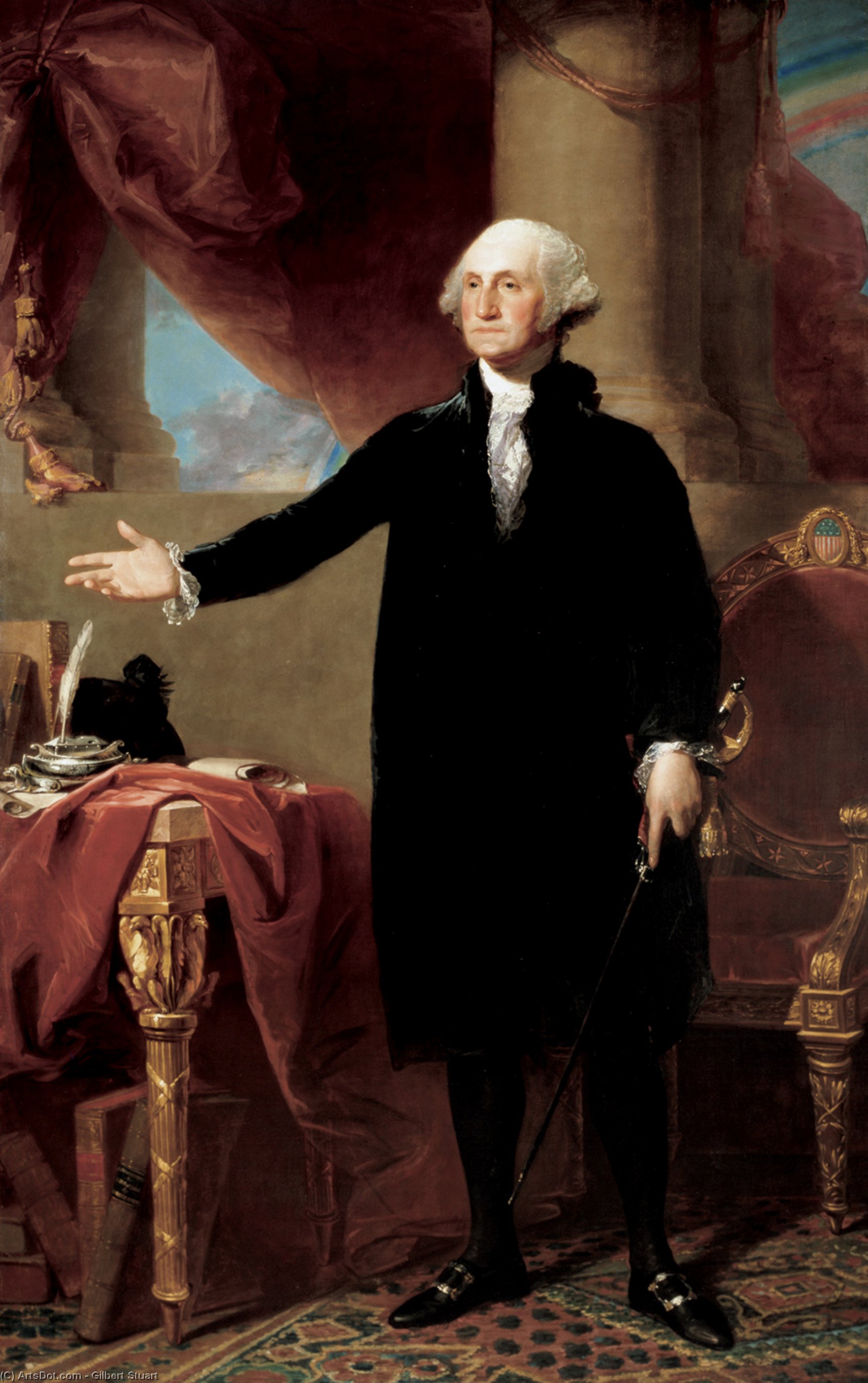Wikioo.org - The Encyclopedia of Fine Arts - Painting, Artwork by Gilbert Stuart - George Washington (The Landsdowne Portrait)