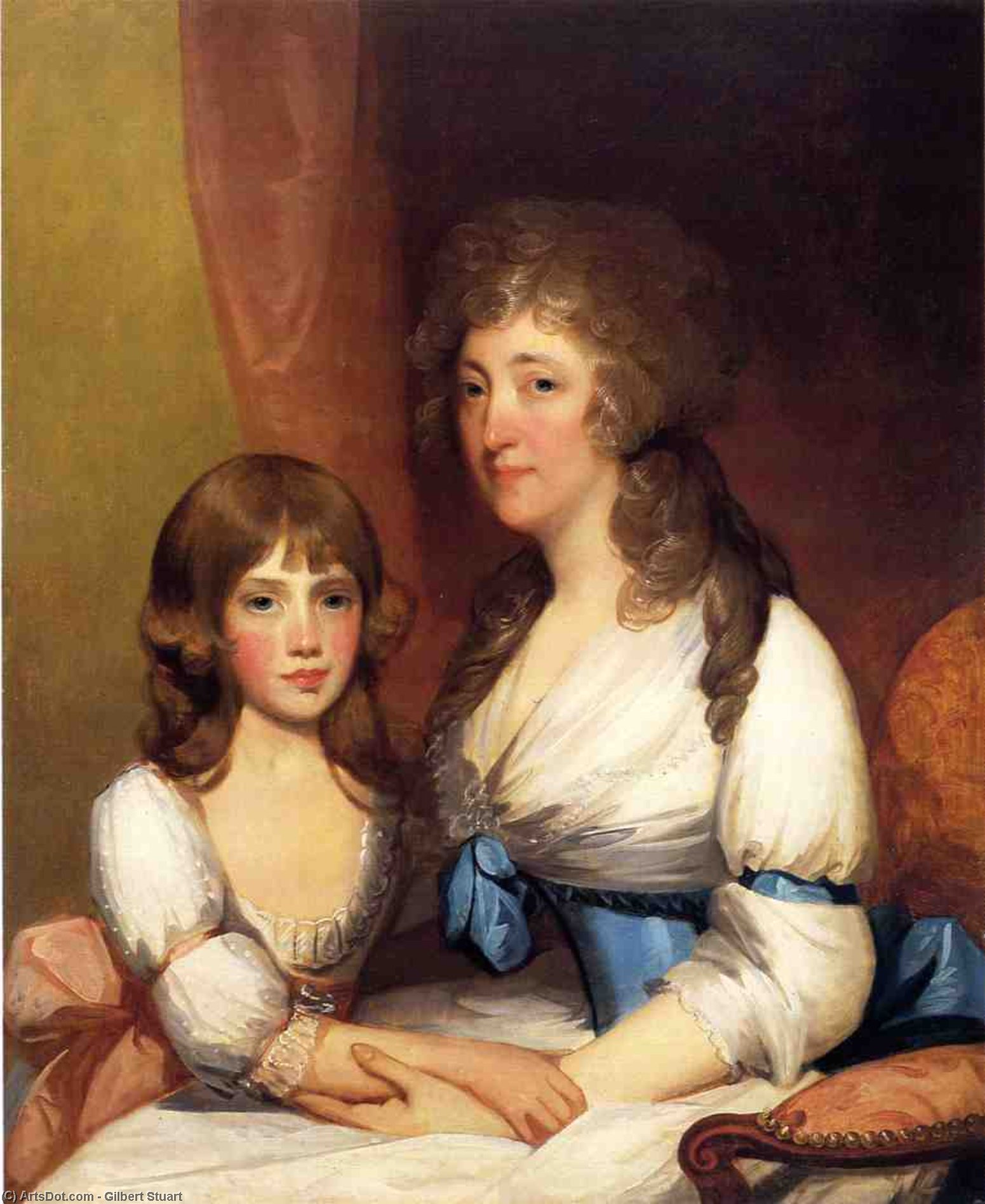 WikiOO.org – 美術百科全書 - 繪畫，作品 Gilbert Stuart - 塞缪尔夫人迪克和女儿安娜·夏洛特