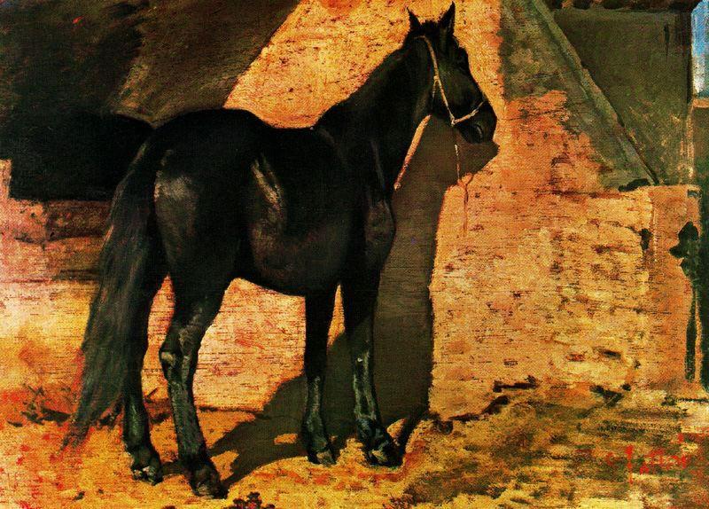 Wikioo.org - The Encyclopedia of Fine Arts - Painting, Artwork by Giovanni Fattori - Black horse in the sun