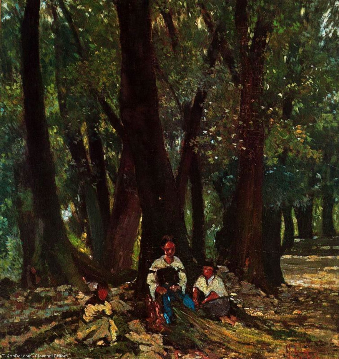Wikioo.org - The Encyclopedia of Fine Arts - Painting, Artwork by Giovanni Fattori - Farmers in the woods