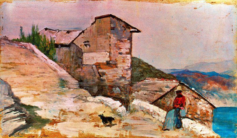 Wikioo.org - The Encyclopedia of Fine Arts - Painting, Artwork by Giovanni Fattori - Farmhouse in choline