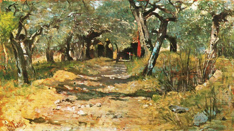 WikiOO.org - Encyclopedia of Fine Arts - Lukisan, Artwork Giovanni Fattori - Lane between the olive trees