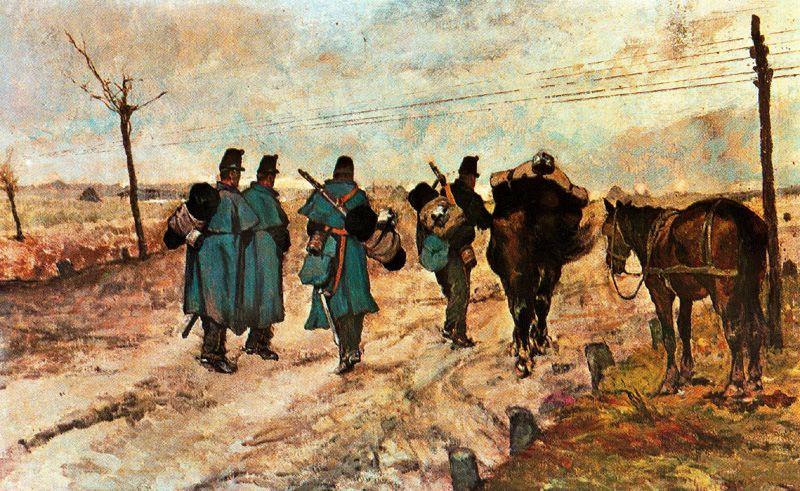 Wikioo.org - The Encyclopedia of Fine Arts - Painting, Artwork by Giovanni Fattori - Marching soldiers