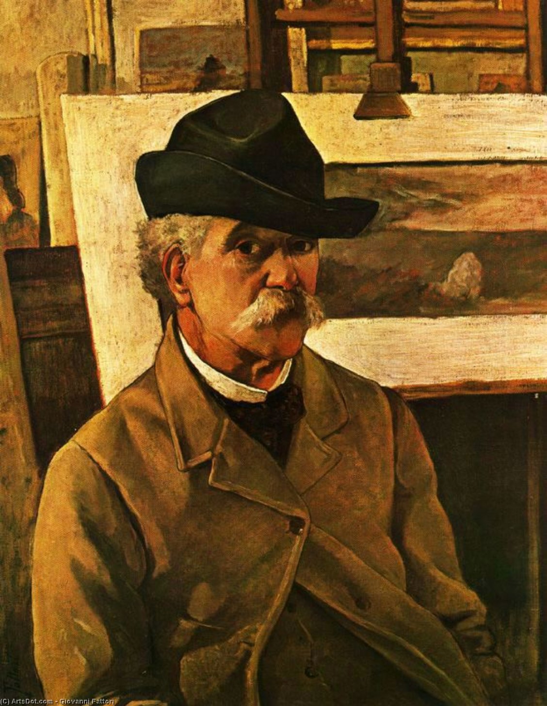 Wikioo.org - The Encyclopedia of Fine Arts - Painting, Artwork by Giovanni Fattori - Self-portrait at sixty-nine years