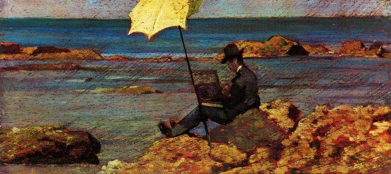 Wikioo.org - The Encyclopedia of Fine Arts - Painting, Artwork by Giovanni Fattori - Silvestro Lega painting by the sea