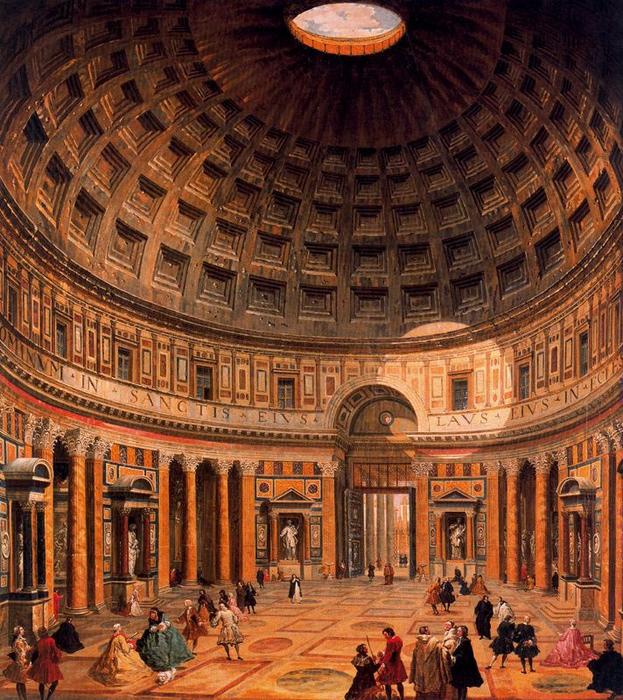 Wikioo.org - The Encyclopedia of Fine Arts - Painting, Artwork by Giovanni Paolo Pannini - Interior del Panteón