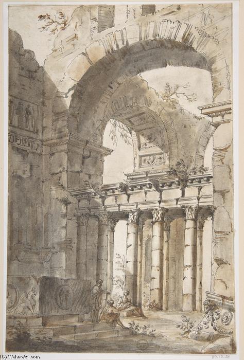 WikiOO.org - Enciklopedija dailės - Tapyba, meno kuriniai Giovanni Paolo Pannini - Ruins of a Basilica or Mausoleum