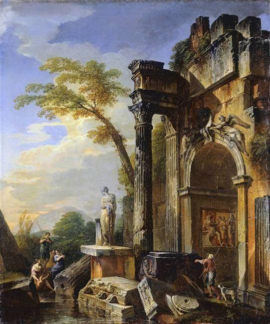 WikiOO.org - Enciclopédia das Belas Artes - Pintura, Arte por Giovanni Paolo Pannini - Ruins of a Triumphal Arch