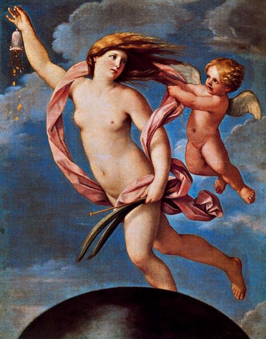 Wikioo.org – La Enciclopedia de las Bellas Artes - Pintura, Obras de arte de Reni Guido (Le Guide) - fortuna tiene atrás por amor